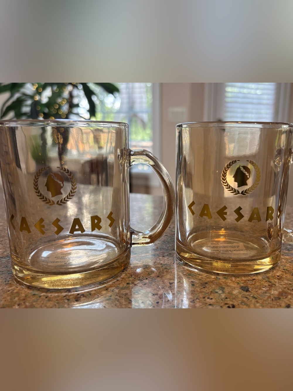 Vintage Caesar’s Palace Amber Glass Coffee Mug - Set of 2